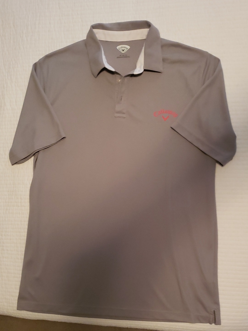 Callaway Gray Golf Polo with Red Logo Accent